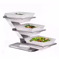 Etagere / Buffet Stand - 3-piece set - Stainless steel - Chrome high-gloss - square - Height: 480mm - incl. 3 Melamine bowls 300x300mm - with 3 shelves