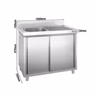 Sudoper s ormarićem PREMIUM - inox - 1000 x 700 mm - s 1 koritom - korito lijevo