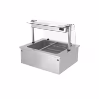 Banho-maria de encastre (drop-in) - 800mm - 2x GN 1/1 - 1,46 kW - com protetor de vidro