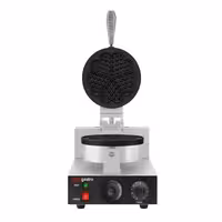 Commercial Waffle Maker - Single - Manual - 1.3kW - Shape: Hearts - Ø 180mm - plates with Teflon coating
