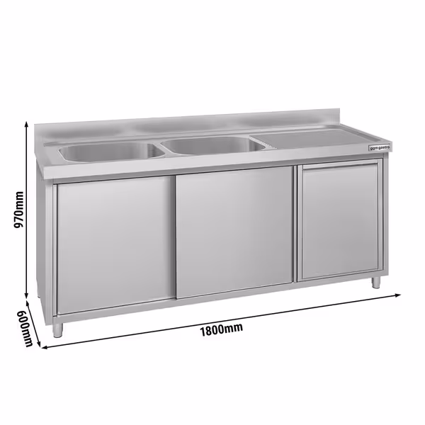ECO umivaonik – 1800 x 600 mm – s košem za otpad i 2 lijevka s lijeve strane