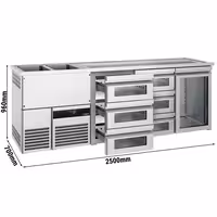 Pivski štand PREMIUM - 2500x700 mm - 1 Staklena vrata & 6 Staklene ladice