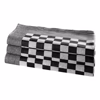(12 unid) Panos de cozinha em Algodão - lavável a 60°C; resistente ao cloro - 65x65cm - Preto / Branco aos quadrados