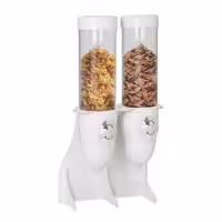 Commercial Cereal Dispenser - double - Ø115mm - Rotary Dispense - 2 Plastic Containers - Stainless Steel Stand