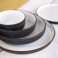 (6 pcs) COSMIC | Plate - flat - Porcelain - Ø250mm - Black