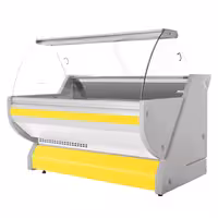 Masný pult - 1700 mm - Žlutý - Se světlem a osvětleným předním panelem