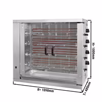 Commercial Electric Chicken Rotisserie Oven - 19.2kW - with 4 Skewers for up to 24 chickens