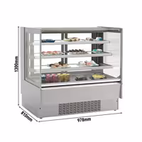 Commercial cake display fridge - 274L - 978mm - Double glazing - with 3 adjustable shelves - rear sliding doors