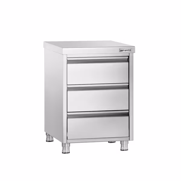 خزانة أدراج PREMIUM - ستانلس ستيل 304 - مع 3 أدراج - 500x700 mm