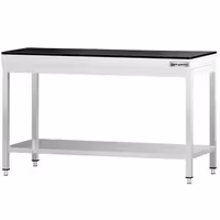 Rozsdamentes acél munkaasztal PREMIUM - 1400x600 mm - alsó polccal - gránit munkalappal