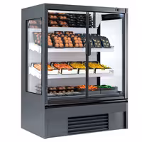 Commercial multideck display fridge - 1330mm - 569L - with 2 hinged glass doors & 2 shelves - Anthracite