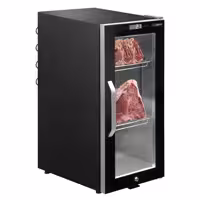 Professzionális Dry Aging húsérlelő hűtőszekrény - 395x631 mm - 1 üvegajtóval - fekete - 87 l