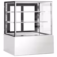 Commercial cake display fridge - 343L - 900mm - Double glazing - with 2 glass shelves - rear sliding doors