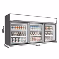 Zidni hladnjak za zamrzavanje u supermarketu – 2100 mm – 346 litara – s 3 vrata i 2 police – sivi