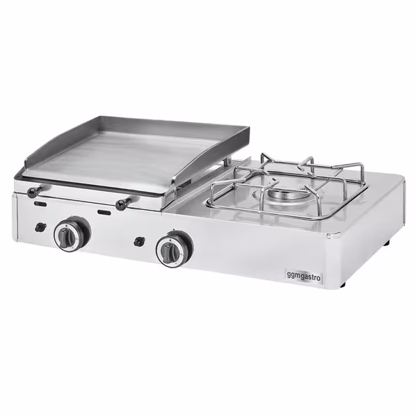 Gázüzemű rostlap - 6,3 kW - Sima - Sütőfelület: 383x395 mm - asztali - Professzionális