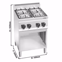 Cocina a gas - 19kW - 4 fuegos