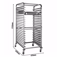 Inox kolica s vodilicama za GN plehove - za 18 GN 1/1 ili 18 plehova 600x400 mm - kotači Ø 125 mm (2 s kočnicom)