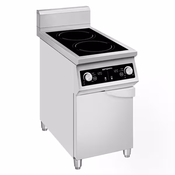 Ipari indukciós tűzhely - 700-as - főzősorba illeszthető - összteljesítmény: 10,0 kW - 2 zónás - alsószekrénnyel, 1 ajtó - 400x700x980 mm