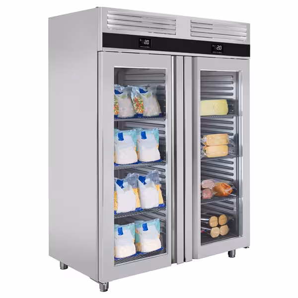 Szafa chłodniczo-mroźnicza PREMIUM – GN 2/1 – 1400 L – z 2 drzwiami szklanymi