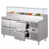 ECO pripremni stol – 1795 mm – 6 ladica – s staklenom plohom – za 9 x GN 1/3