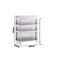 Radna ploča za bar – nehrđajući čelik – 1000 x 400 mm – s 4 police