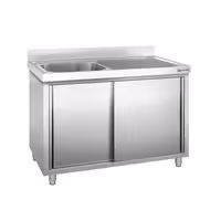 Sudoper s ormarićem PREMIUM - inox - 1400 x 600 mm - s 1 koritom - korito lijevo