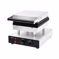 Commercial Waffle Maker - Single - Manual - 2kW - Shape: Brussels - plates with Teflon coating