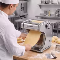 Commercial Electric Pasta Machine – Stainless Steel – 7-Level Dough Thickness Adjustment