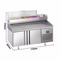 Stół chłodniczy do pizzy PREMIUM PLUS - 1738x800mm - z blatem granitowym - 2‑drzwiowy - z nadstawką chłodniczą - 6x GN 1/3