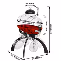 Commercial Wine Dispenser - 4L - Black - incl. 4 Wine Glasses