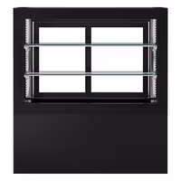Commercial cake display fridge - 570L - 1210mm - Double glazing - with 2 shelves - rear sliding glass door - Black
