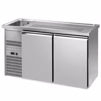 Direct Draw Beer Dispenser / Kegerator - 2 Stainless Doors PREMIUM – 1 sink left - 1550×700 mm