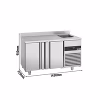 Rashladni pult PREMIUM - 1430x720 mm - 270 l - Ventilirano hlađenje - s 2 vrata - s 1 korita - Leđni podignuti rub