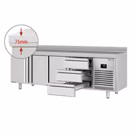 Aukstuma galds PREMIUM PLUS - 2452x600 mm - 510 l - ar 3 durvīm - ar 3 atvilktnēm - Ar apmali