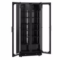 Commercial Beverage Display Fridge - 900mm - 573 Litres - with 2 hinged glass doors - LED lighting - digital controller with temperature display - Black - Temperature range 0 to 7 °C