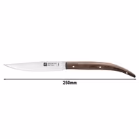 (4 pieces) ZWILLING | Steak Knife Set – Serrated Edge - Brown Oak Wood Handle - Stainless Steel