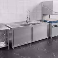 Sudoper s ormarićem PREMIUM - inox - 2000 x 700 mm - sa 2 korita - korita sredina