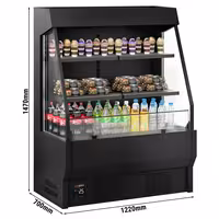 Commercial multideck display fridge - Open front - 1220mm - 300L - with 2 shelves - Black