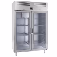 Nerezová chladicí skříň PREMIUM PLUS - GN 2/1 - 1385 mm - 1240 l - až +8 °C - s 2 skleněné dveře