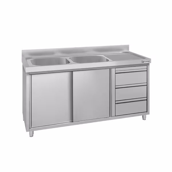 ECO umivaonik – 1400 x 600 mm – s 3 ladice i 2 sudopere na lijevoj strani