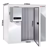 Zamrzivačka komora - 2100x1200 mm - 3,20 m³ - uklj. zamrzivački agregat i PVC lamele - -20/-10 °C