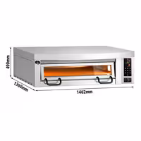 Electric Deck Pizza Oven Power - Single Deck - Refractory Stone Deck - 9 x Ø 34cm (13.4") - Digital Controls - incl. Stainless steel hood