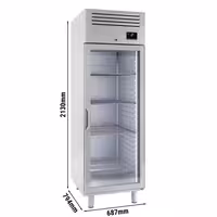 Armário frigorífico aço inoxidável PREMIUM PLUS - GN 2/1 - 560L - com 1 porta de vidro & 4 grelhas