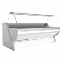 Csemegepult - 2965x1150 mm - 570 liter - statikus - hajlított frontüveges - fehér - gránit munkalap