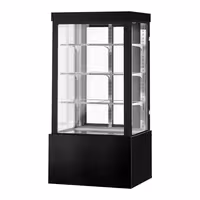 Commercial cake display fridge - 850L - 1000mm - Double glazing - square - with 3 adjustable shelves - rear sliding doors - for patisserie - Black