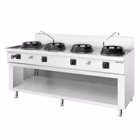 Gázüzemű wok tűzhely - 60 kW - 4 égős - 2 csaptelep