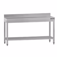 Delovna miza iz nerjavečega jekla ECO – 1800 x 600 mm – z dnom in robom