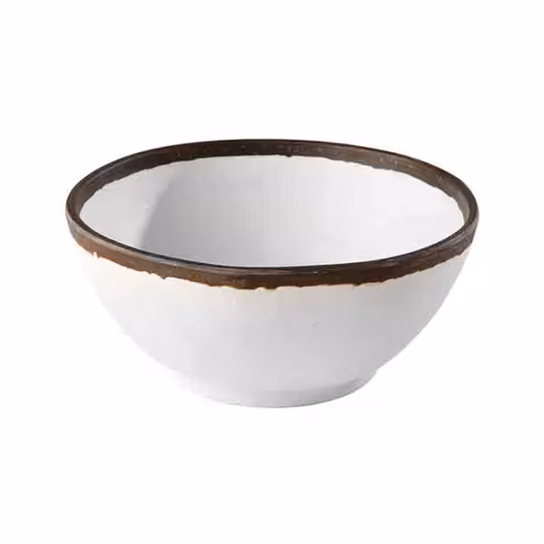 (6 adet) Kase - Melamin - CROCKER - 0,7L - yuvarlak - Ø160mm - Derinlik:70mm - Beyaz/Kahverengi