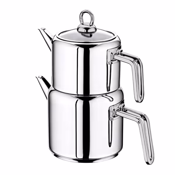 Çay Demliği Seti - 1,3L - Paslanmaz çelik - Tüm ocak tipleri, indüksiyon dahil ile uyumlu