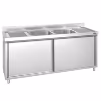 Sudoper s ormarićem PREMIUM - inox - 1800 x 700 mm - sa 2 korita - korita sredina